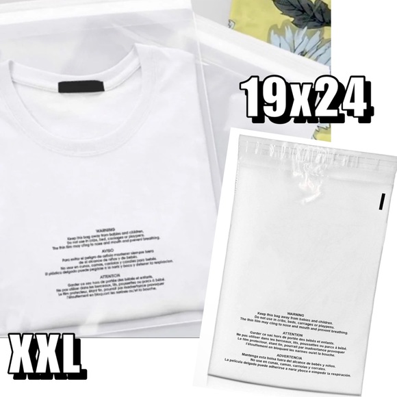 25 XL - - (25) 19x24 XXL Clear Self Sealing Poly Bags Mailers with Warning Large - Picture 1 of 6